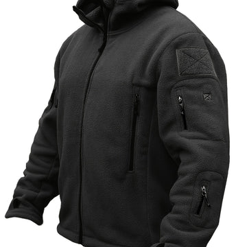 Windproof Fleece Jacket - Men's Cozy Hooded Coat - Zipper, Solid Color, Multiple Pockets for Autumn and Winter